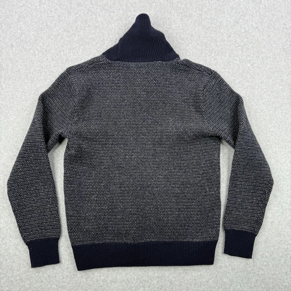 J Crew Sweater Mens Medium Blue‎ Lambs Wool Heavyweight Cowl Neck Pullover
